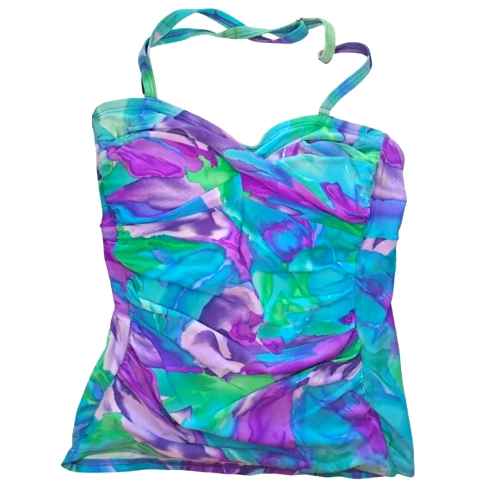 Venus Blue Purple Watercolor Halter Top Two Piece Swim Suit Size 8/10